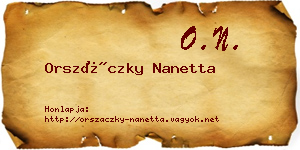 Orszáczky Nanetta névjegykártya